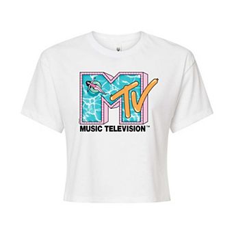 Juniors' MTV Pink Pool Cropped Tee