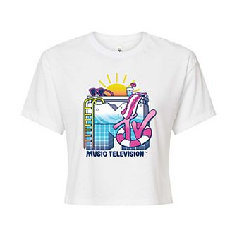 Juniors' MTV Pool Scene Cropped Tee