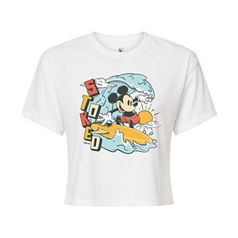 Disney's Mickey Mouse Juniors' Stoked Cropped Tee