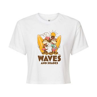 Disney's Mickey & Minnie Mouse Juniors' Waves & Shades Cropped Tee