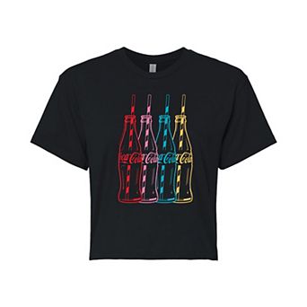 Juniors' Coca-Cola Coke Bottles Cropped Tee
