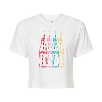 Juniors' Coca-Cola Coke Bottles Cropped Tee