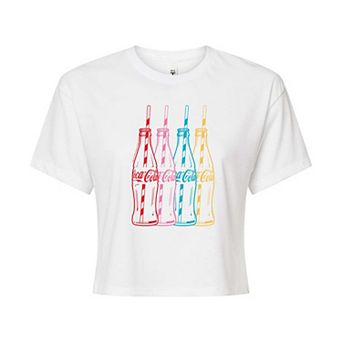 Juniors' Coca-Cola Coke Bottles Cropped Tee