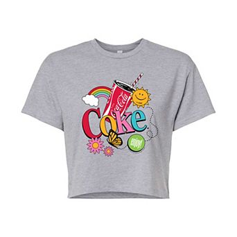 Juniors' Coca-Cola Colorful Coke Cropped Tee