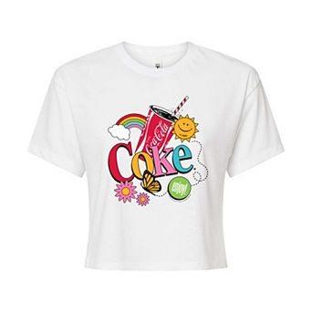 Juniors' Coca-Cola Colorful Coke Cropped Tee