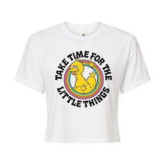 Juniors' Sesame Street Big Bird Take Time Cropped Tee