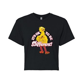 Juniors' Sesame Street Big Bird It's Okay Cropped Tee