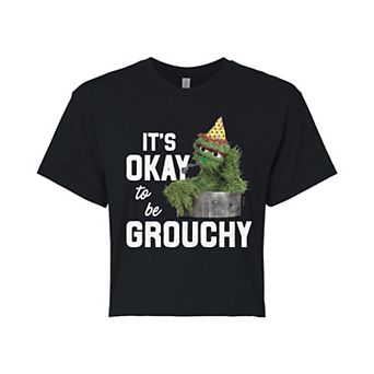 Juniors' Sesame Street Oscar the Grouch To Be Grouchy Cropped Tee
