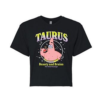 Juniors' SpongeBob SquarePants Patrick Star Taurus Cropped Tee
