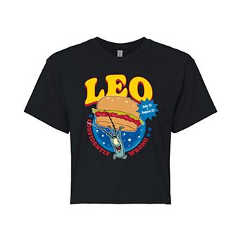Juniors' SpongeBob SquarePants Plankton Leo Cropped Tee