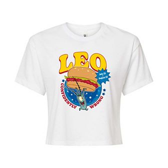 Juniors' SpongeBob SquarePants Plankton Leo Cropped Tee