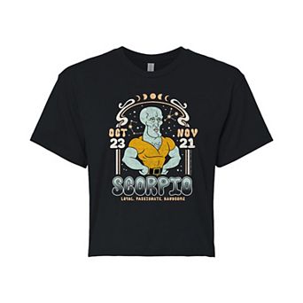 Juniors' Spongebob Squidward Scorpio Cropped Tee
