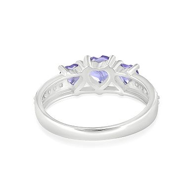 Gemistry Sterling Silver Stone 3 Hearts Ring