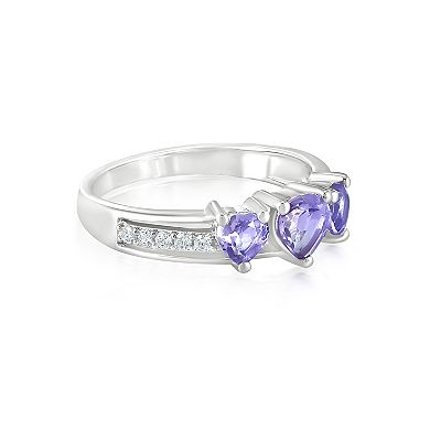 Gemistry Sterling Silver Stone 3 Hearts Ring