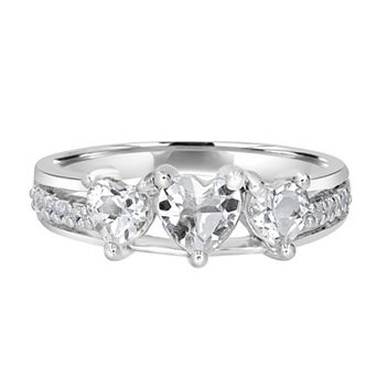 Gemistry Sterling Silver Stone 3 Hearts Ring
