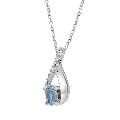 Gemistry Sterling Silver Stone & Cubic Zirconia Infinity Pendant Necklace