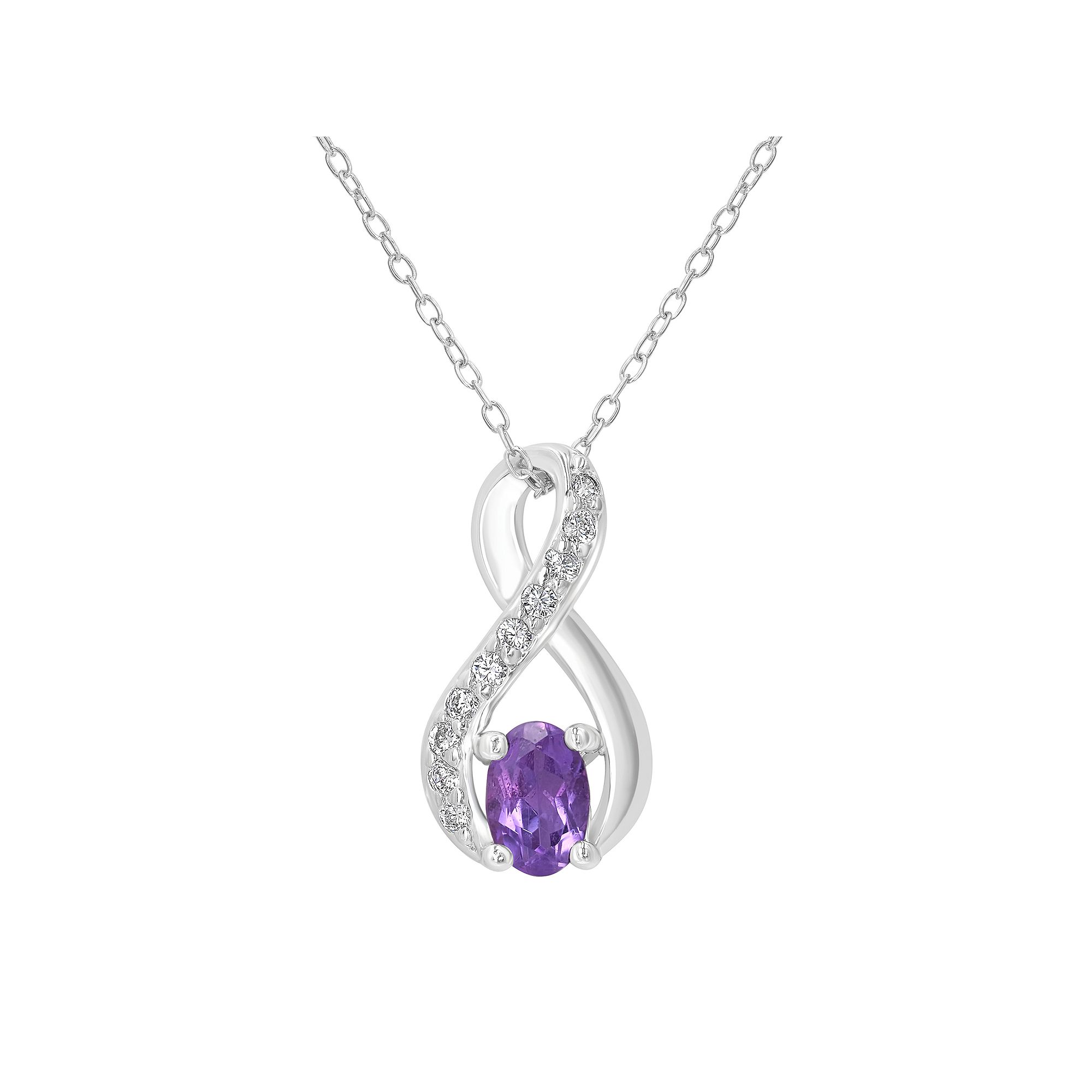 Gemistry Sterling Silver Stone & Cubic Zirconia Infinity Pendant Necklace,