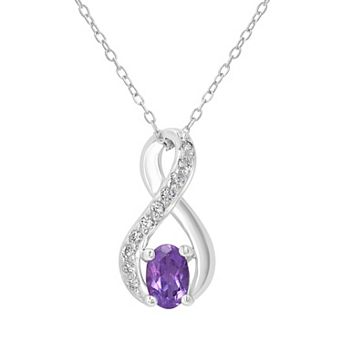 Gemistry Sterling Silver Stone & Cubic Zirconia Infinity Pendant Necklace