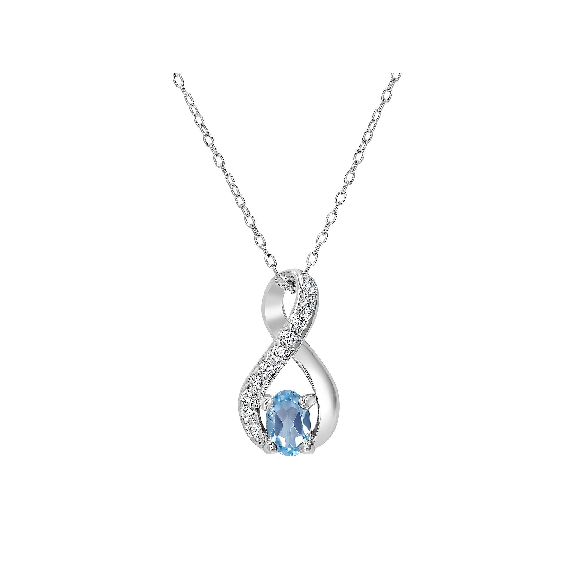 Gemistry Sterling Silver Stone & Cubic Zirconia Infinity Pendant Necklace,