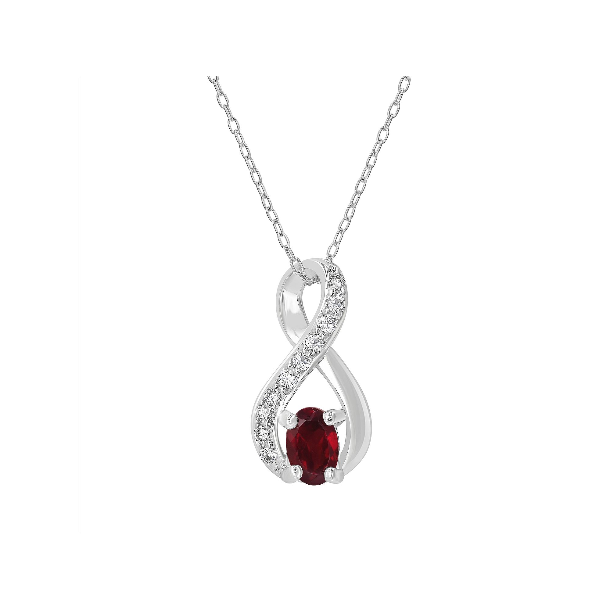 Gemistry Sterling Silver Stone & Cubic Zirconia Infinity Pendant Necklace,