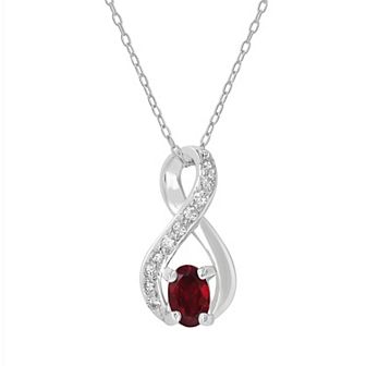 Gemistry Sterling Silver Stone & Cubic Zirconia Infinity Pendant Necklace