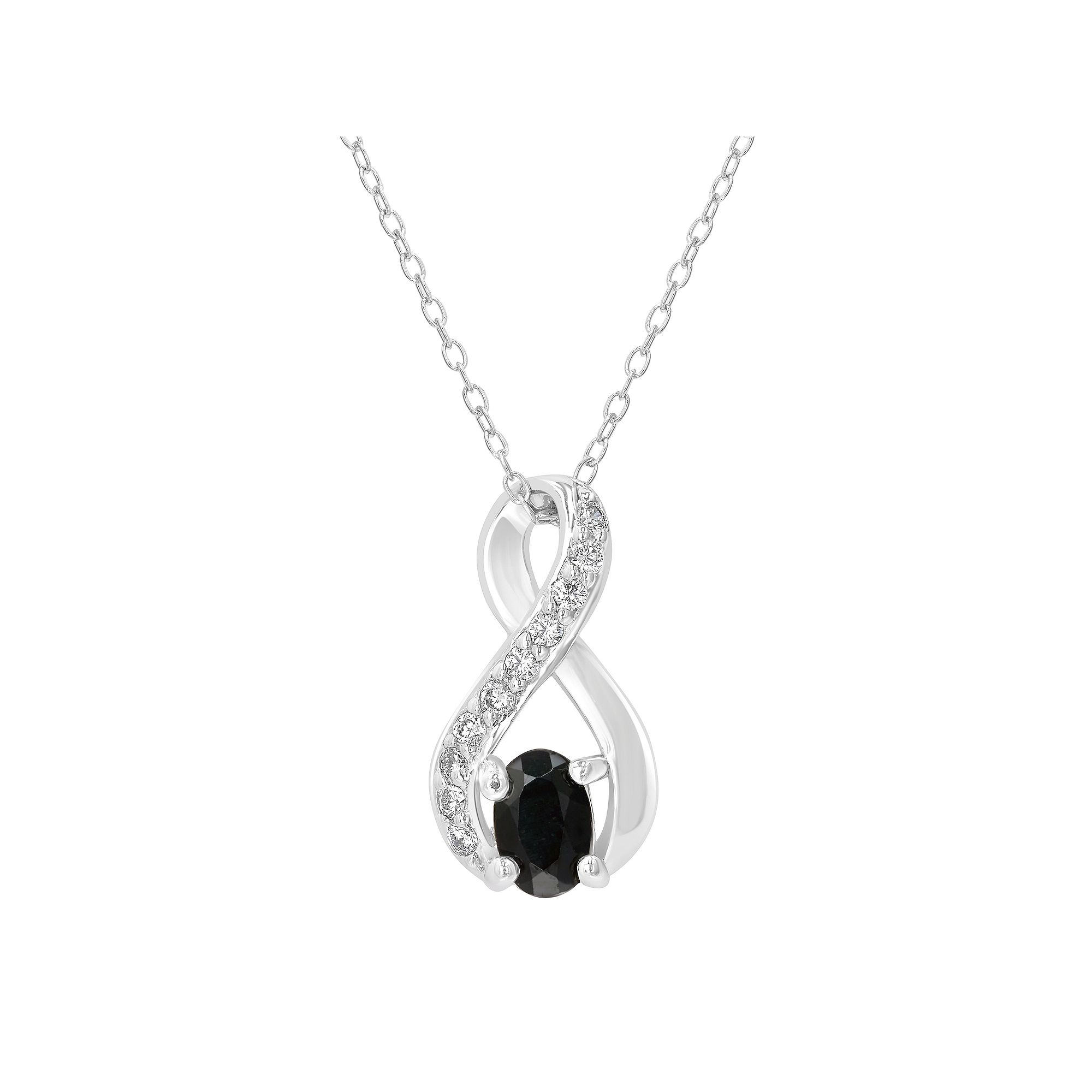 Gemistry Sterling Silver Stone & Cubic Zirconia Infinity Pendant Necklace,