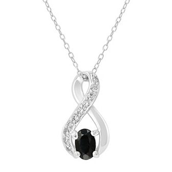 Gemistry Sterling Silver Stone & Cubic Zirconia Infinity Pendant Necklace