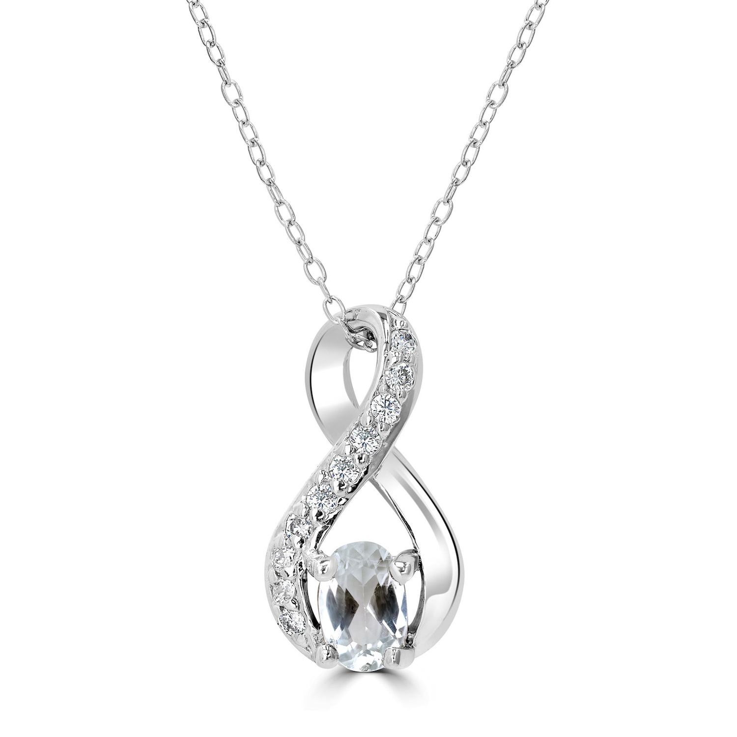 Infinity Pendant Necklace with Cubic Zirconia in 925 Sterling Silver D