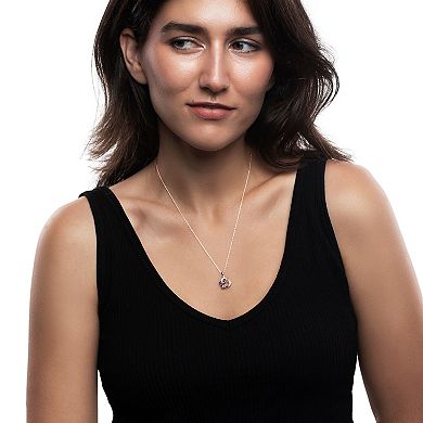 Gemistry Sterling Silver Stone & Cubic Zirconia Heart Pendant Necklace