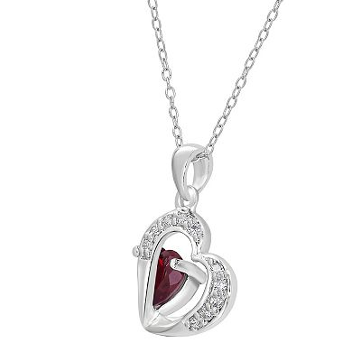 Gemistry Sterling Silver Stone & Cubic Zirconia Heart