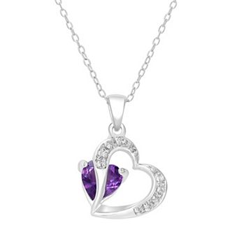 Gemistry Sterling Silver Stone & Cubic Zirconia Heart Pendant Necklace
