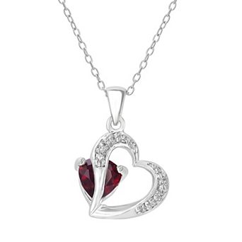 Gemistry Sterling Silver Stone & Cubic Zirconia Heart Pendant Necklace