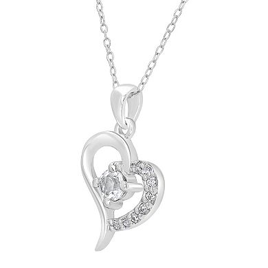 Gemistry Sterling Silver Stone & Cubic Zirconia Heart Necklace