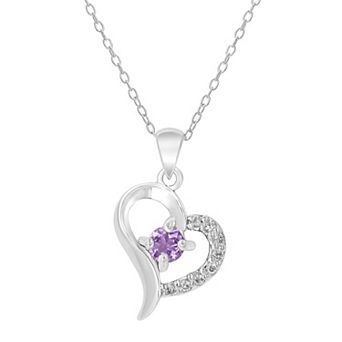 Gemistry Sterling Silver Stone & Cubic Zirconia Heart Necklace