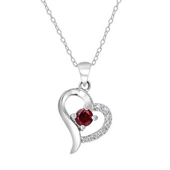 Gemistry Sterling Silver Stone & Cubic Zirconia Heart Necklace