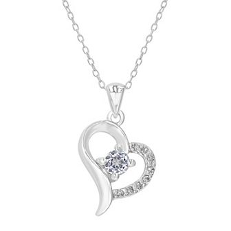 Gemistry Sterling Silver Stone & Cubic Zirconia Heart Necklace