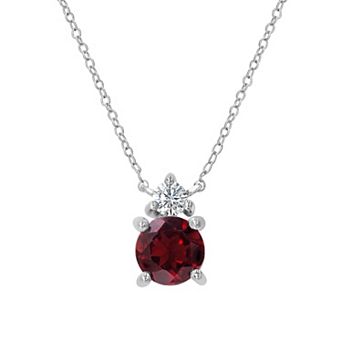 Gemistry Sterling Silver Stone & Cubic Zirconia Round Pendant Necklace