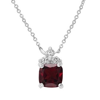 Gemistry Sterling Silver Stone & Cubic Zirconia Cushion Cut Pendant Necklace