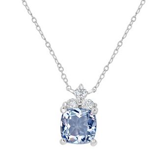 Gemistry Sterling Silver Stone & Cubic Zirconia Cushion Cut Pendant Necklace