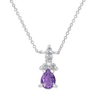 Gemistry Sterling Silver Stone & Cubic Zirconia Pear Pendant Necklace