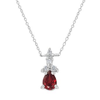 Gemistry Sterling Silver Stone & Cubic Zirconia Pear Pendant Necklace