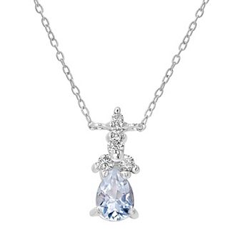 Gemistry Sterling Silver Stone & Cubic Zirconia Pear Pendant Necklace