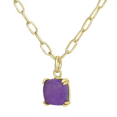 Gemistry 14k Gold over Sterling Silver Stone Square Pendant Necklace