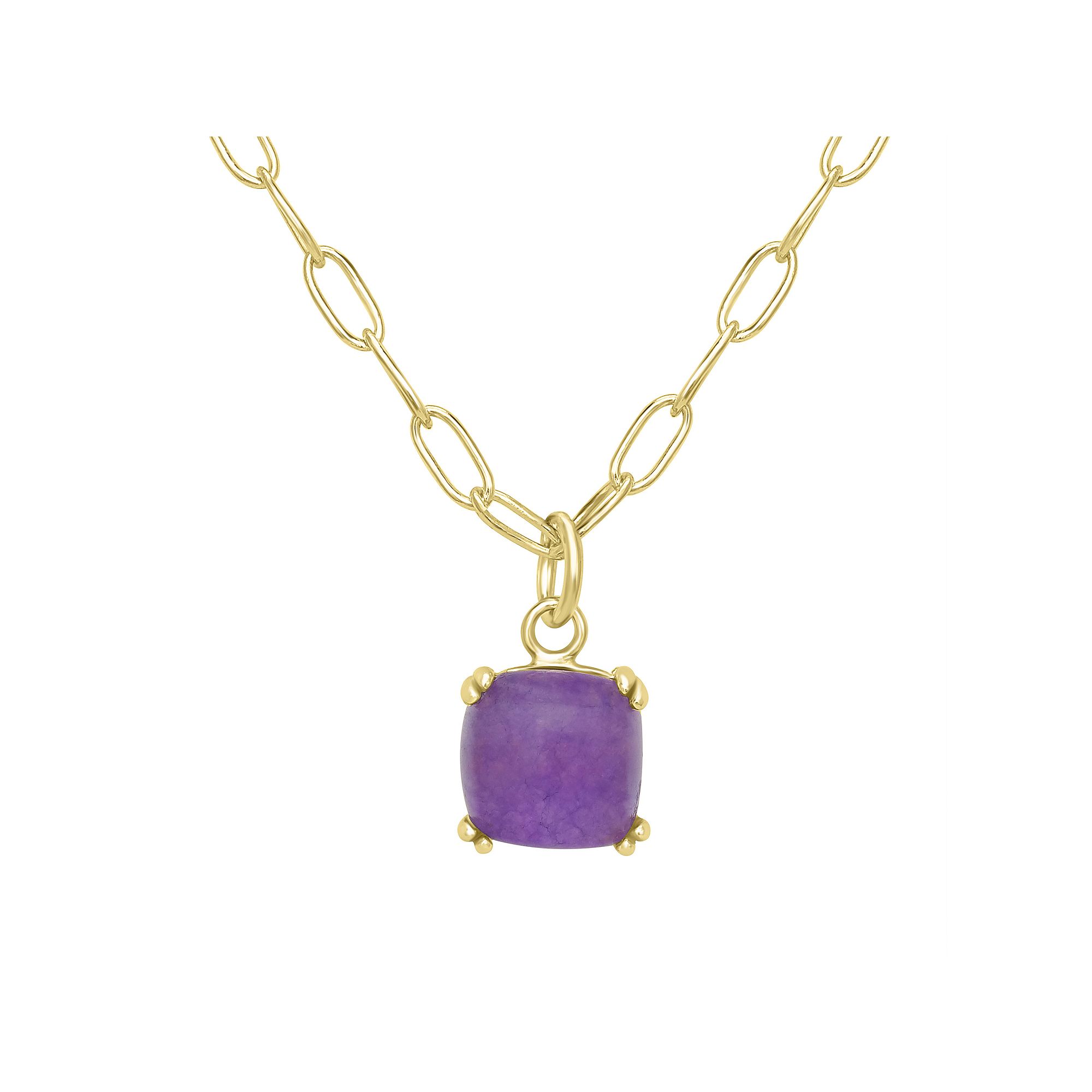 Gemistry 14k Gold over Sterling Silver Stone Square Pendant Necklace, Wome