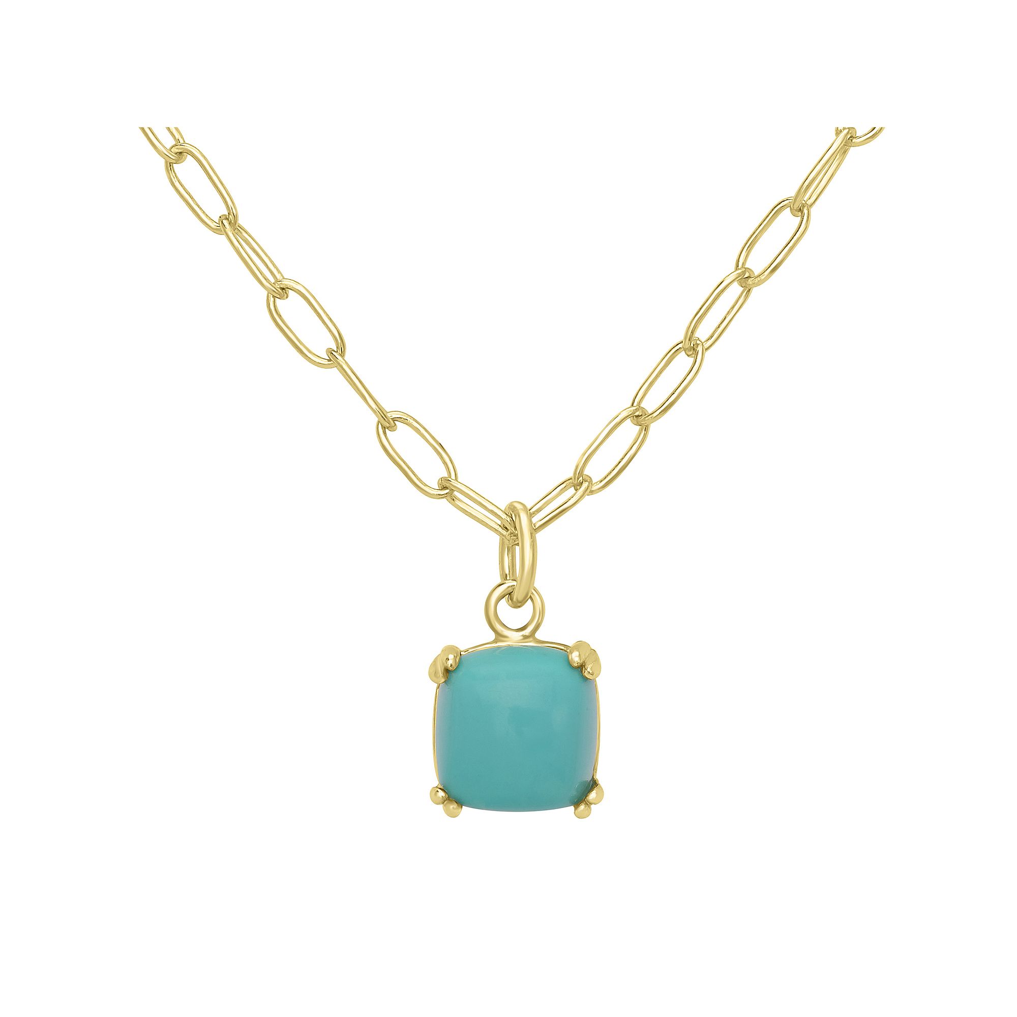 Gemistry 14k Gold over Sterling Silver Stone Square Pendant Necklace, Wome