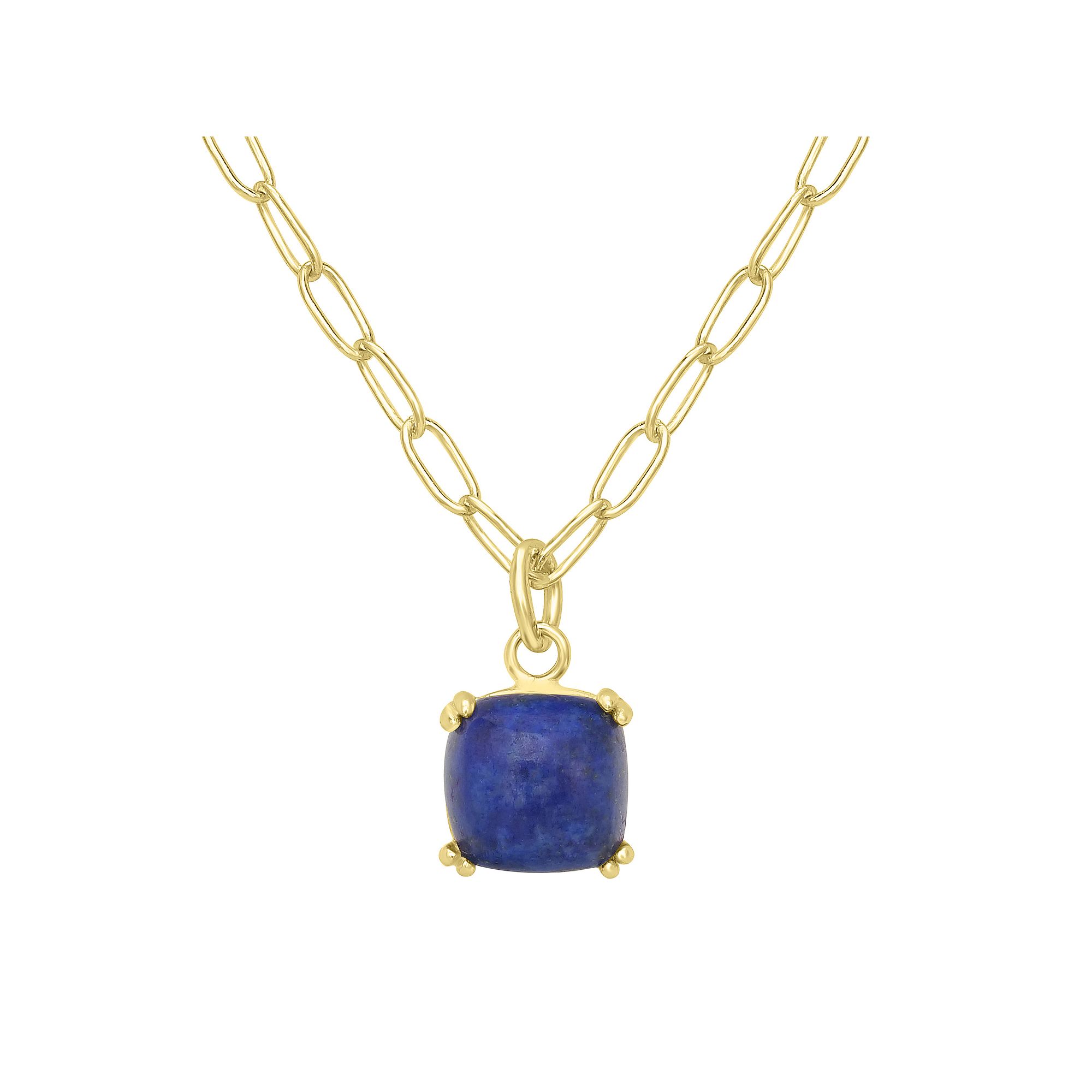 Gemistry 14k Gold over Sterling Silver Stone Square Pendant Necklace, Wome