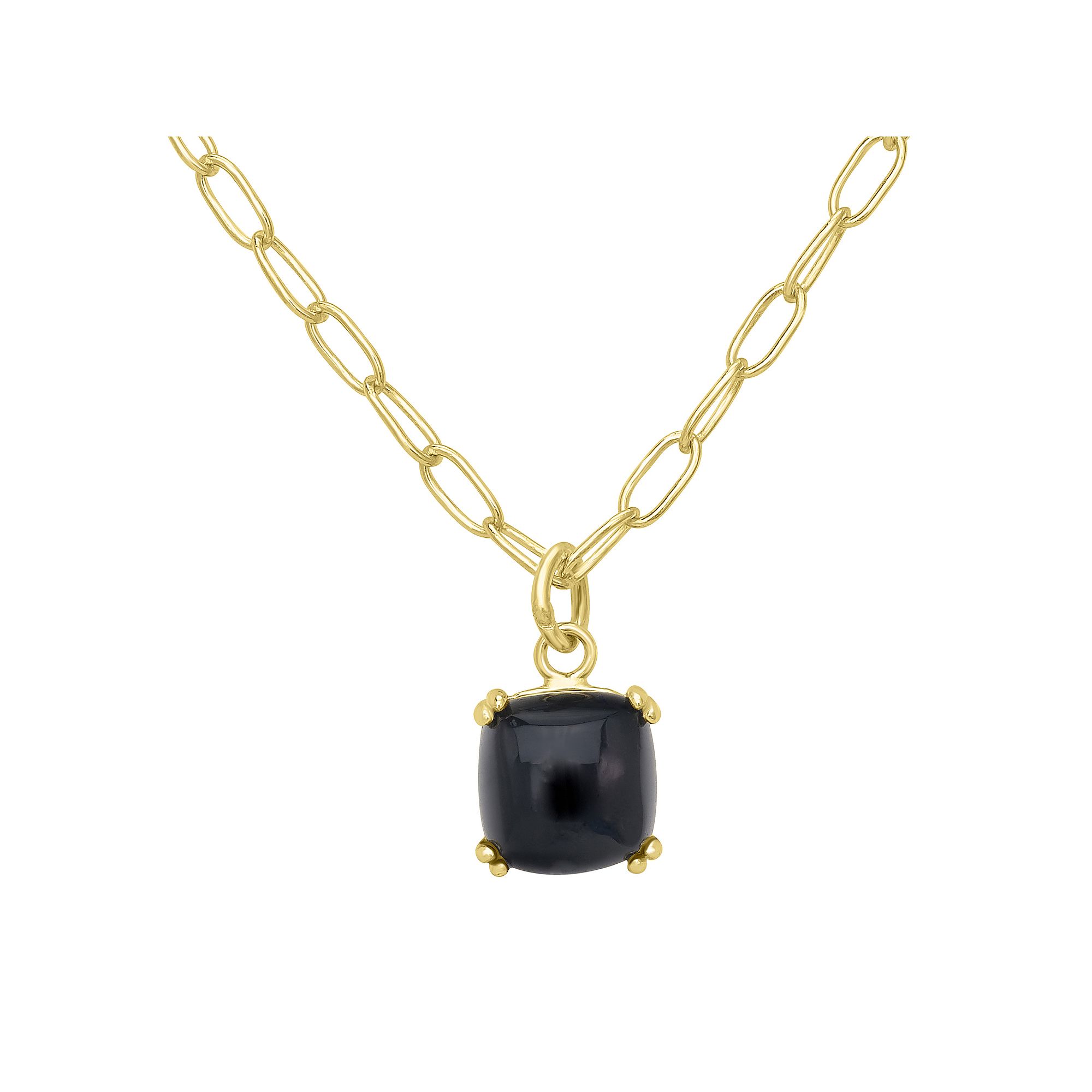 Gemistry 14k Gold over Sterling Silver Stone Square Pendant Necklace, Wome