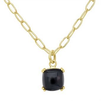Gemistry 14k Gold over Sterling Silver Stone Square Pendant Necklace