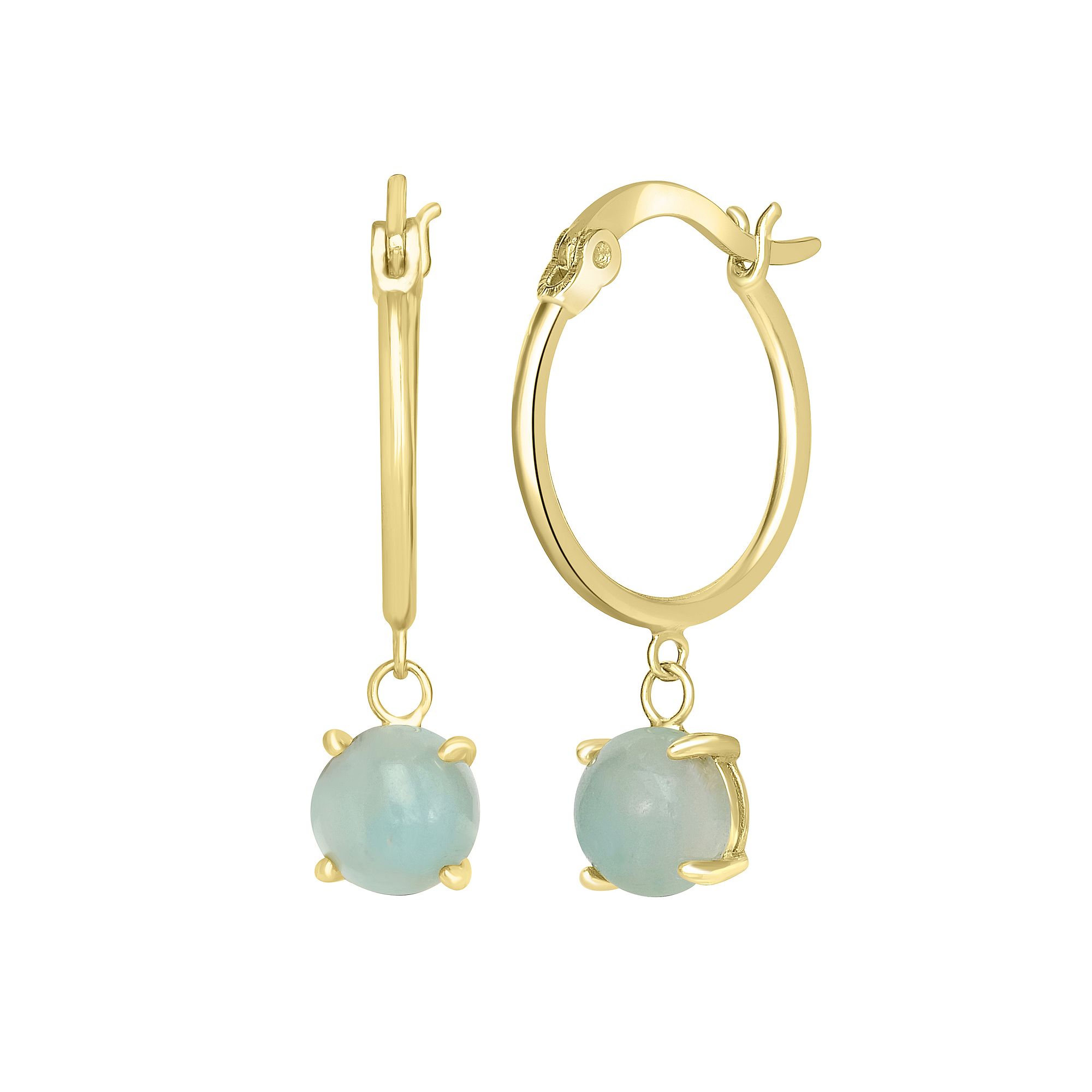 Gemistry 14k Gold Over Sterling Silver Stone Drop Hoop Earrings, Womens, A