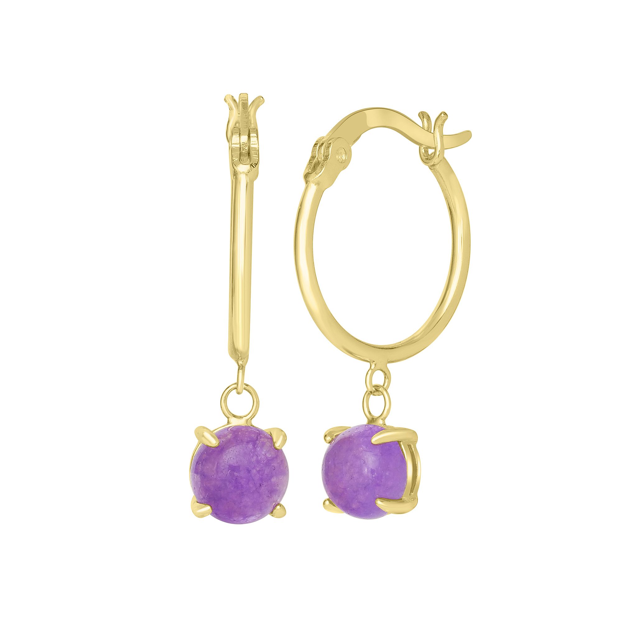 Gemistry 14k Gold Over Sterling Silver Stone Drop Hoop Earrings, Womens, P